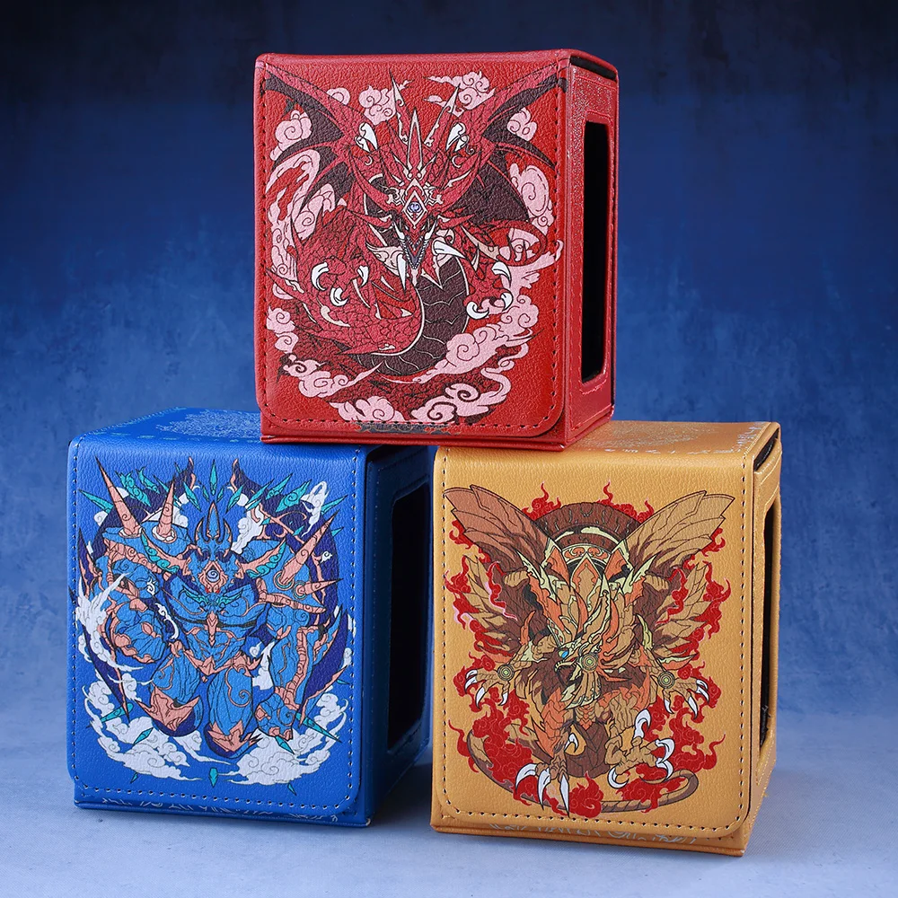 Tarjetas Gacha aptas para YuGiOhGame, más de 100 tarjetas de una sola manga, caja de baraja de comandante comercial de cuero, Compatible con caja de tarjetas, baraja de cartas