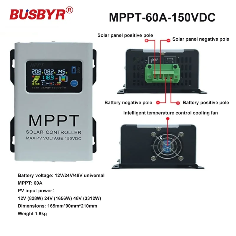 

12V-48V Auto MPPT 30A 45A 60A 100A Solar Charge Controller 230V LCD Touch For Lifepo4 Lithium GELLead Acid Home Solar Panel