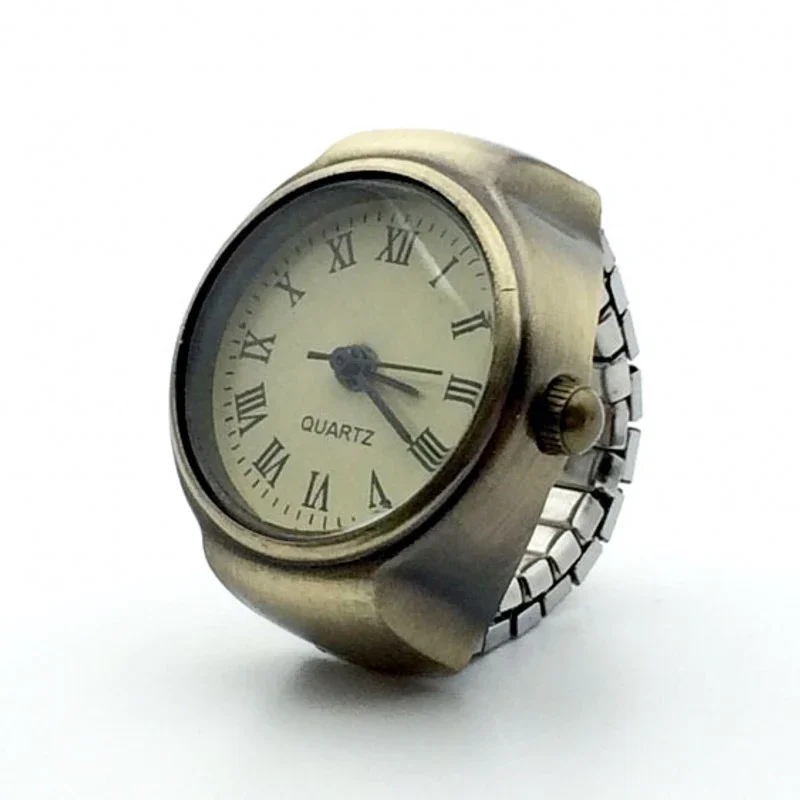 Vintage Punk Finger Watch Mini Alloy Ring for Couples