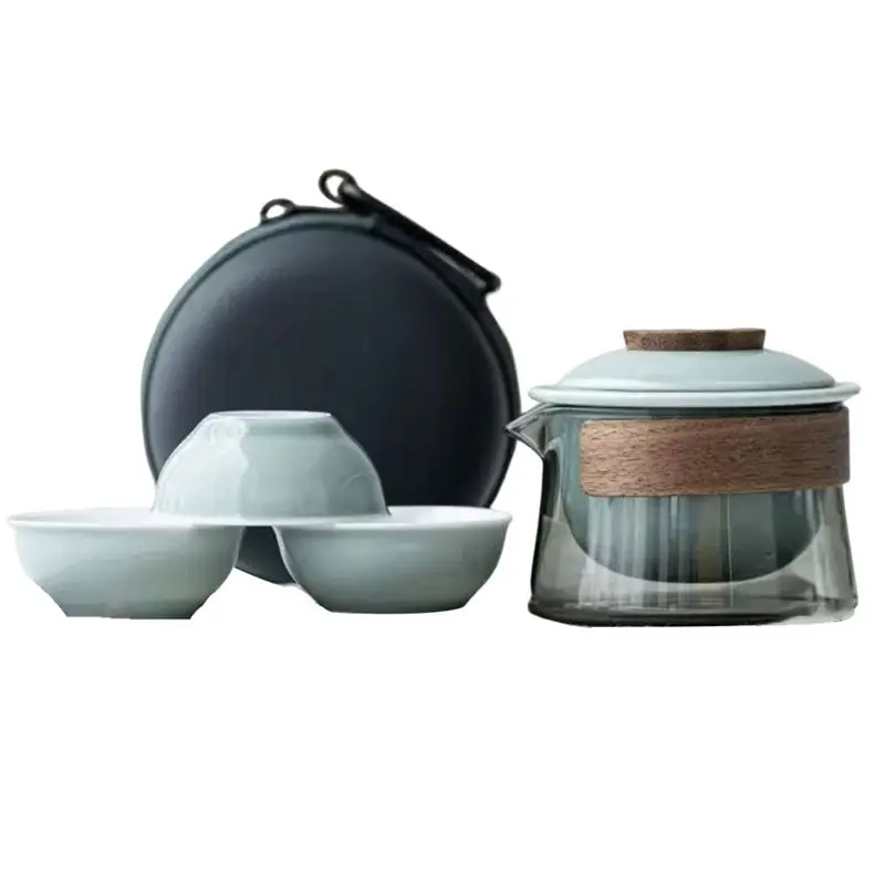 

Набор для чаепития Superior AA63: 1 чайник, 3 чашки, портативный дорожный набор для приготовления чая, походный китайский чайный набор в сумке, прочные принадлежности