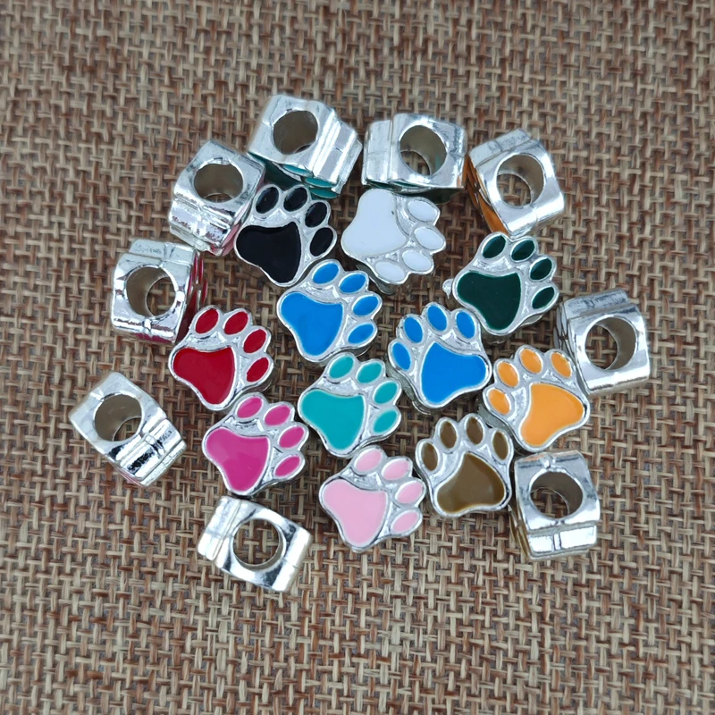 10pcs Big Hole 5mm Bead Animal Paw Prints Beads Bangle Bracelet DIY Jewelry making Beads Wholesale Necklace Accessories Colorful