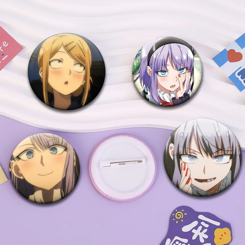 Anime Dagashi Kashi Brooches Pins Hotaru Shidare,Kokonotsu Shikada,Hajime Owari,Saya Endō Badge Bag Accessories Jewelry Gifts