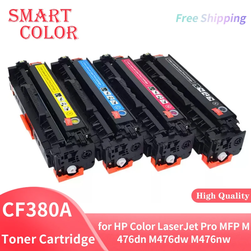 HPプリンター用の互換性のあるトナーカートリッジ,4色,cf380a,cf381a,cf382a,cf383a,color laserjet pro,mfp,m476dn,m476dw,m476nw