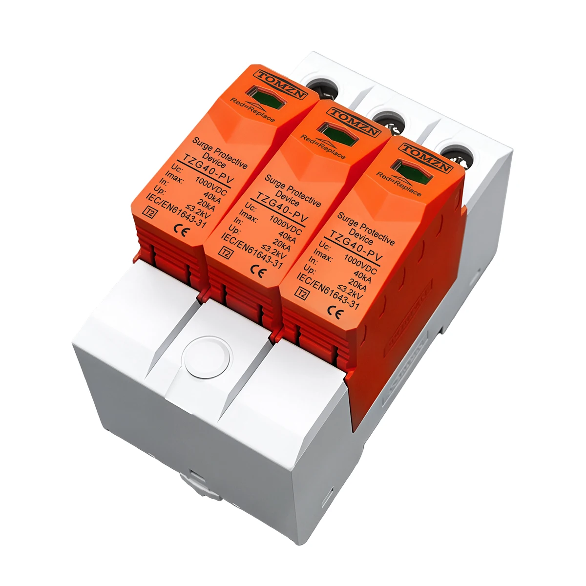 TOMZN SPD 3P DC TOV1-PV 1000V 1200V 10kA-20kA 20KA-40KA House Surge Protector Protective Low-voltage Arrester Device T2 PV OBO