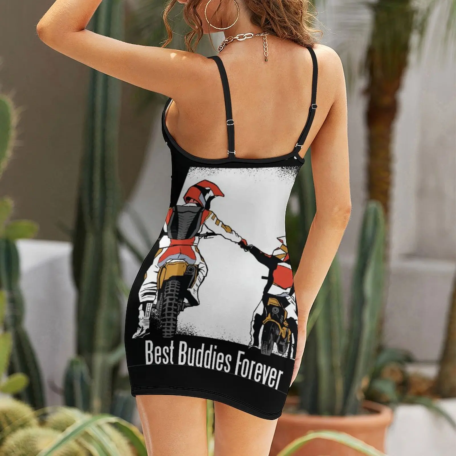 Sexy Father And Son Motorcycle Buddies Hot Sale Women's Sling Dress  Woman's Gown Funny  Parties Strappy Dress