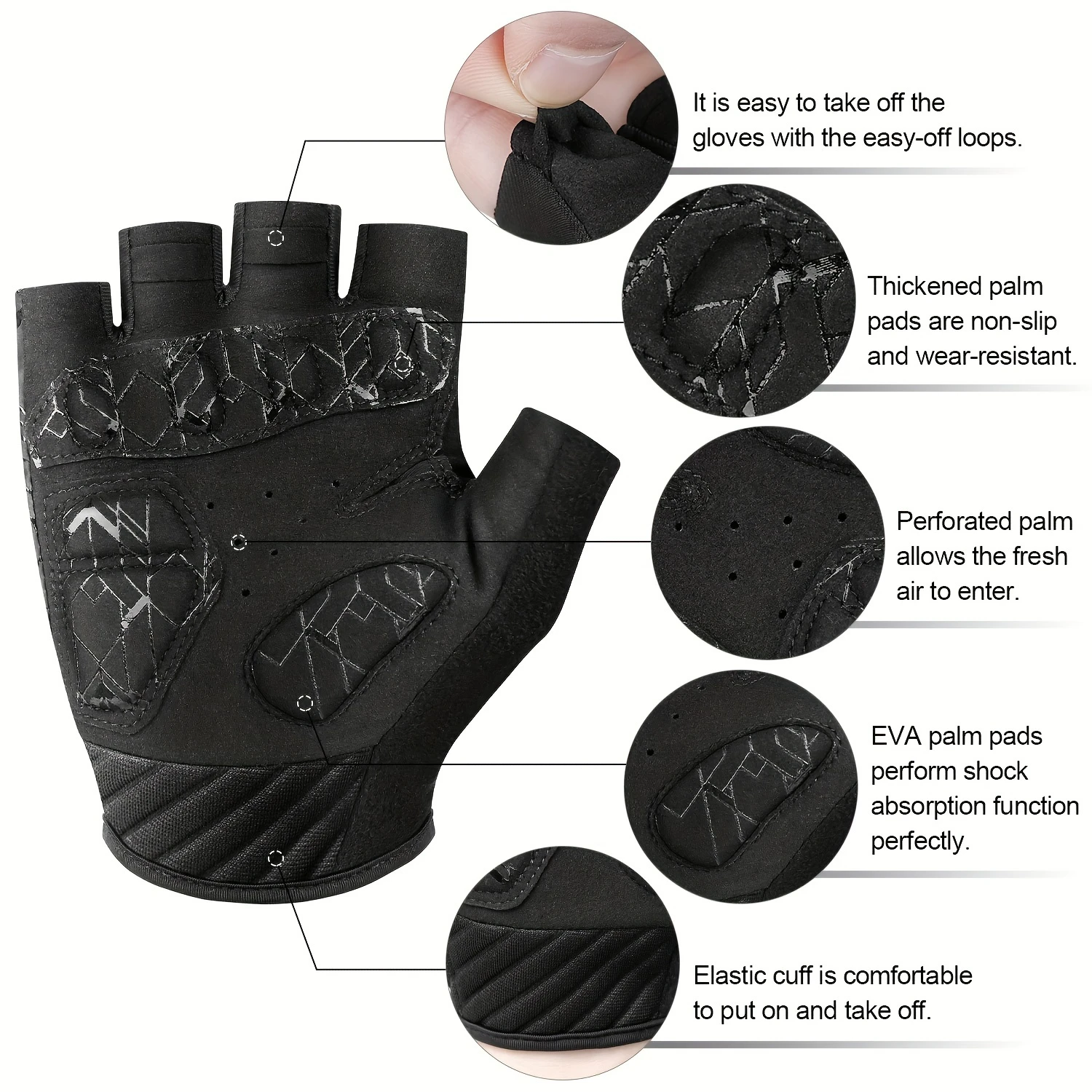 

Breathable and High Elastic Microfiber Fabric Summer Cycling Half Finger Gloves with 3mm EVA Palm Pad Cushioning for Mountaineer