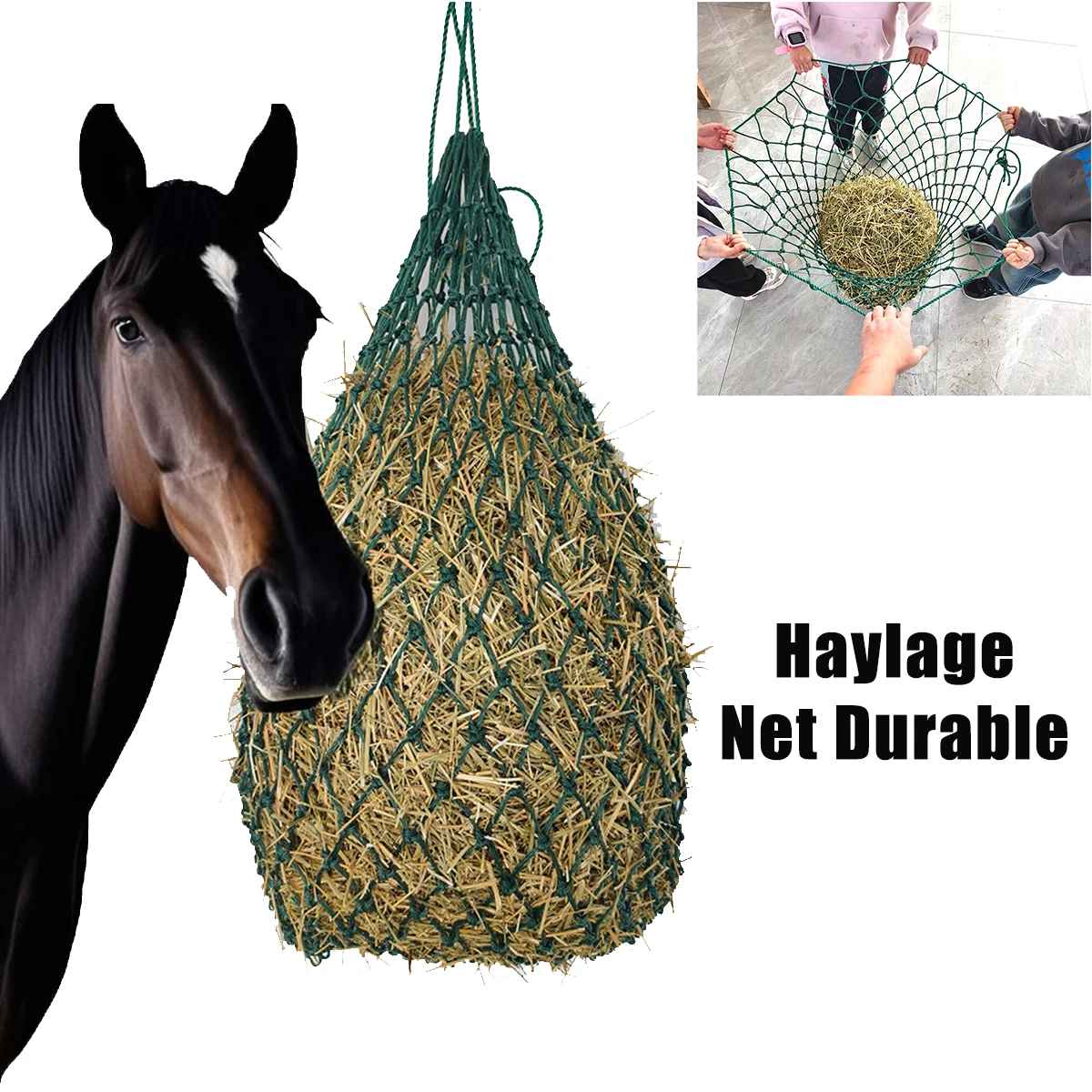 Haylage Net Durable Horse Care Products Small Holed Hay Net Haynet Equipment Slow Feed Hay Feeder Net Bags for Horse