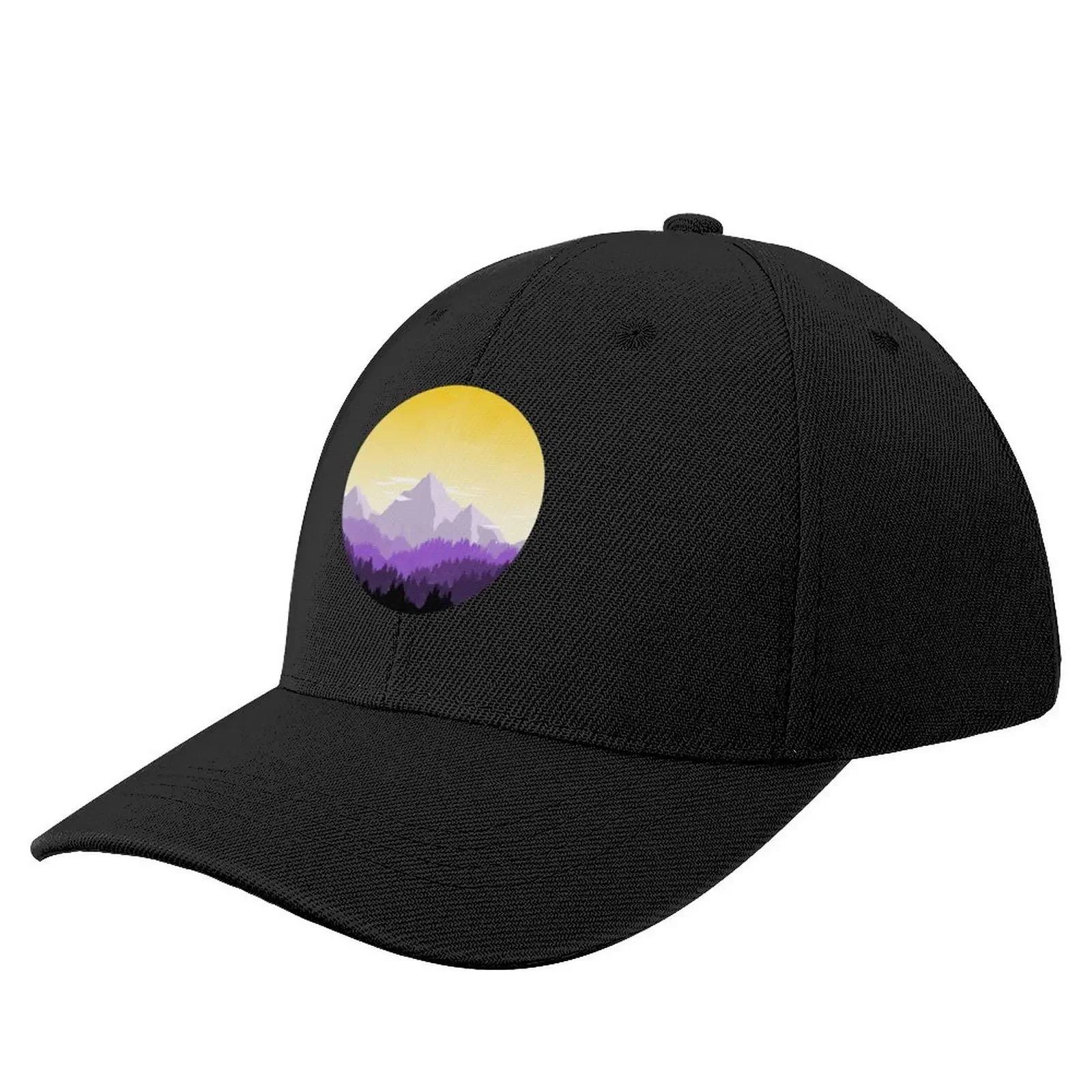 Enby Range Circle (Subtle Non-Binary Flag Landscape) Baseball Cap Beach Outing Custom Cap Beach western Hat Men's Hats Women's