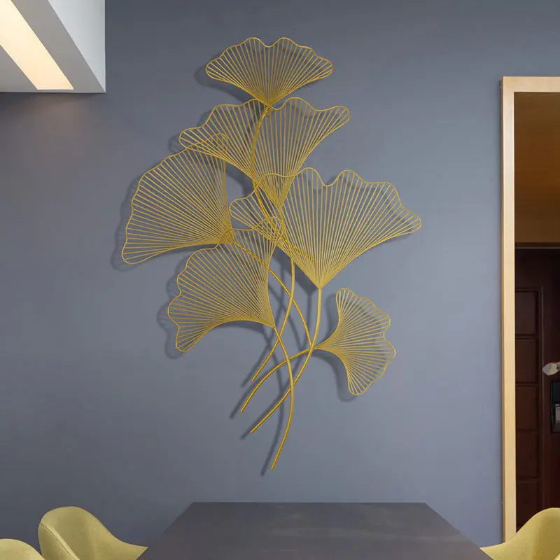 Chinesische Schmiedeeisen Ginkgo Blatt Wand Aufkleber Zubehör Hause Wohnzimmer Wandbild Dekoration Büro Hotel Wand Dekor Artikel