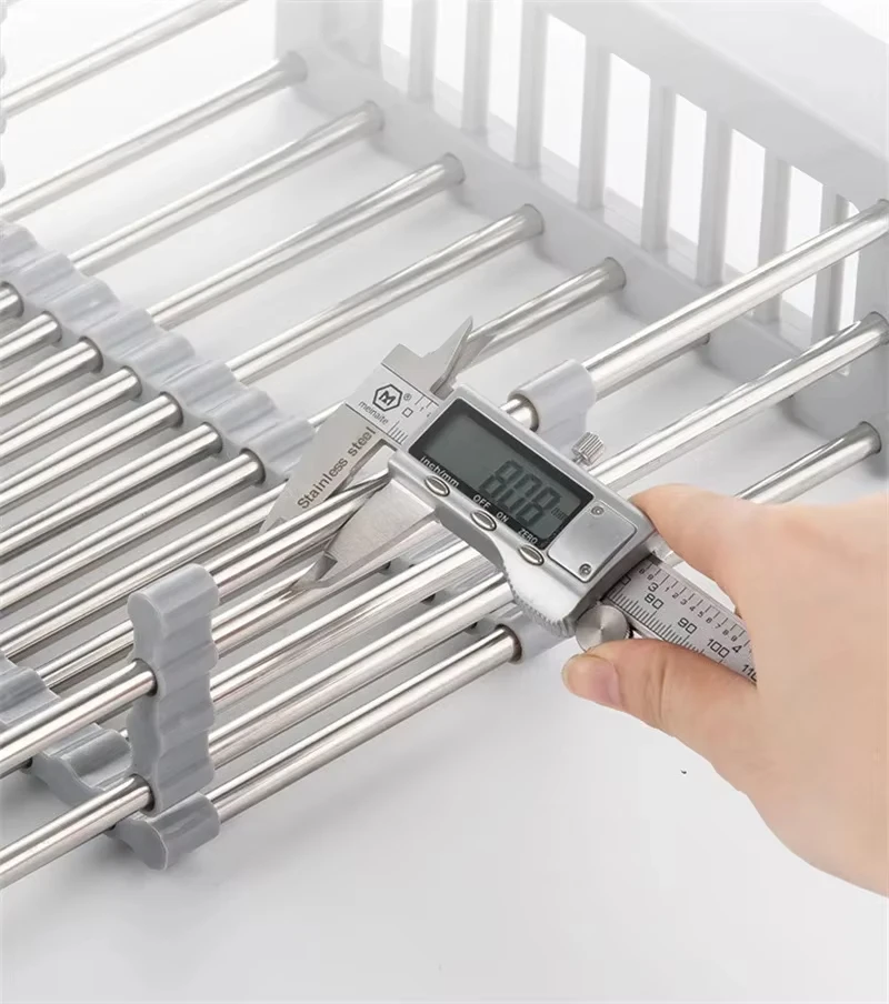 Kitchen Sink Drain Rack Stainless Steel Extendable Dish Drying Rack Drain basket Fruit Vegetable Washing Drainer Storage rack image 3