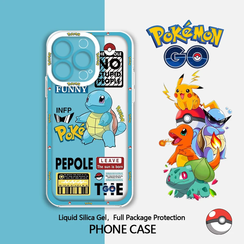 Cute P-Pokemones S-Squirtles For Redmi Note 13 12 12S 11 10 10C 10A 9A 9C 9T 9 8 Pro Plus 5G Angel Eyes Phone Case Transparent