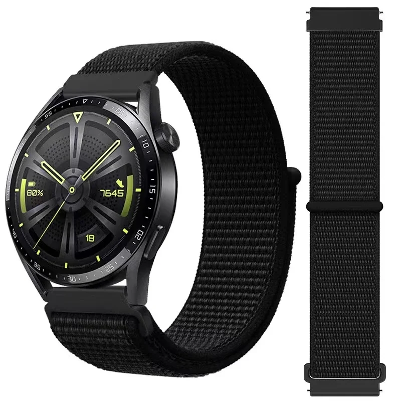 삼성 갤럭시 시계 6/5/4/Gerar S3/Huawei Watch GT/GT2 Pro 용 20mm 22mm 나일론 스트랩 Amazfit GTR/GTS 용 교체 가능한 팔찌