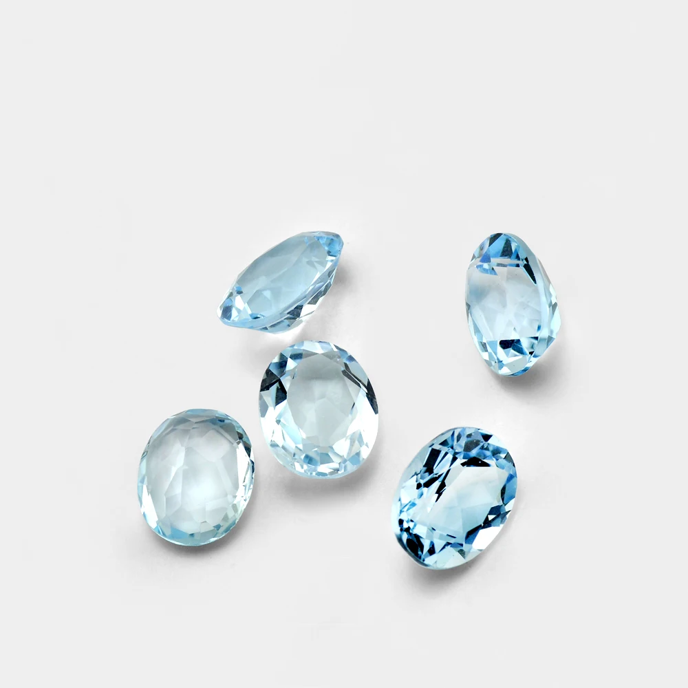 

Facet Oval 3x4mm-4x6mm 50pcs A Lot Semi-precious Stone Authentic Natural Skyblue Topaz Eye Clear Loose Gemstones For Jewelry