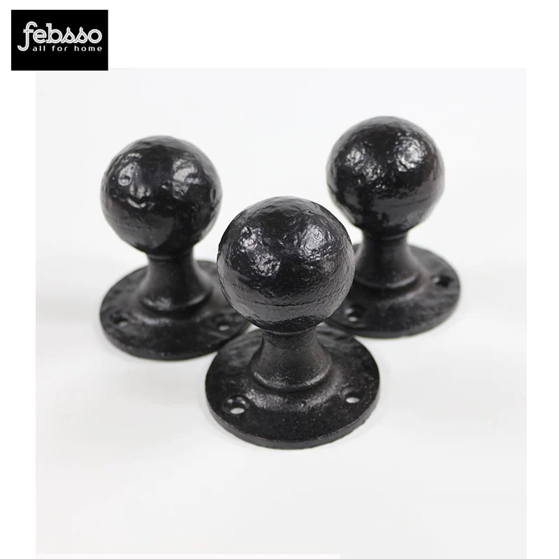 Pack of 6 Round Head Painted Black Forged Ball Cabinet Knob Antique Furniture Drawer Cupboard Pull Handle