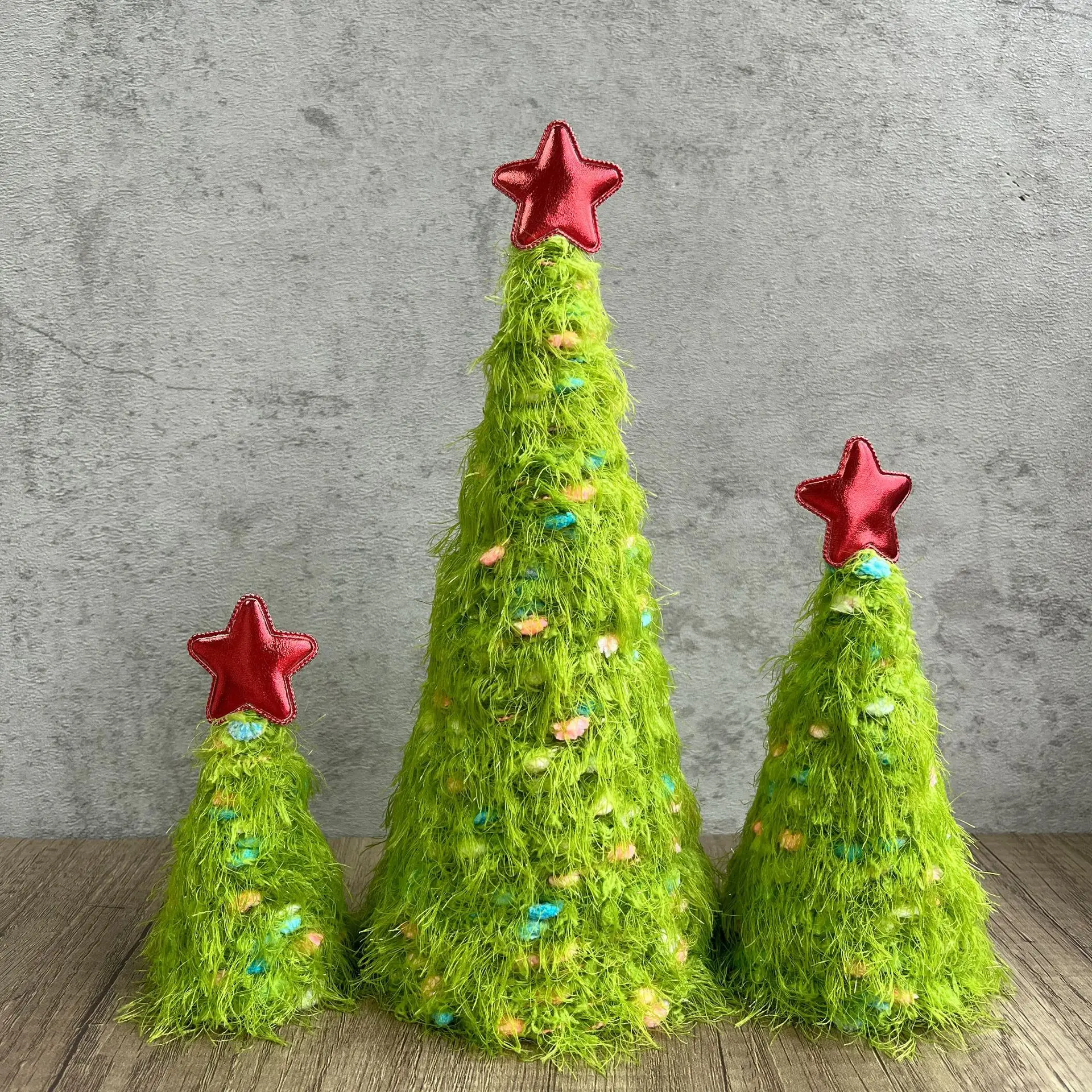Christmas Table Fireplace Scene Decoration Christmas Grinch Plush Christmas Tree Ornament Fun Colorful Christmas Tree Props New