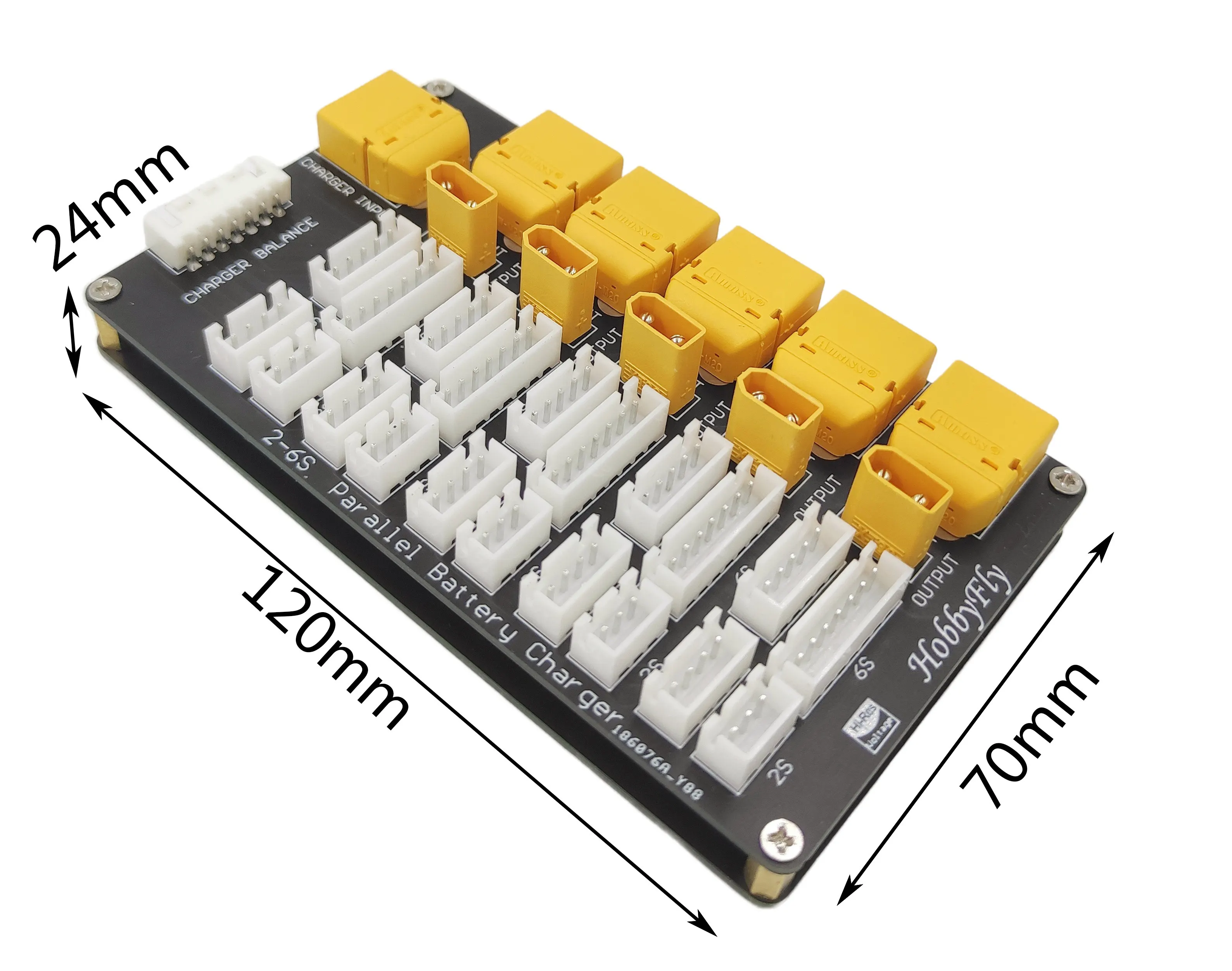XT60 + XT30 parallel charging board 2 in 1 simultaneous 4 groups of model aircraft 2S-6S lithium battery expansion