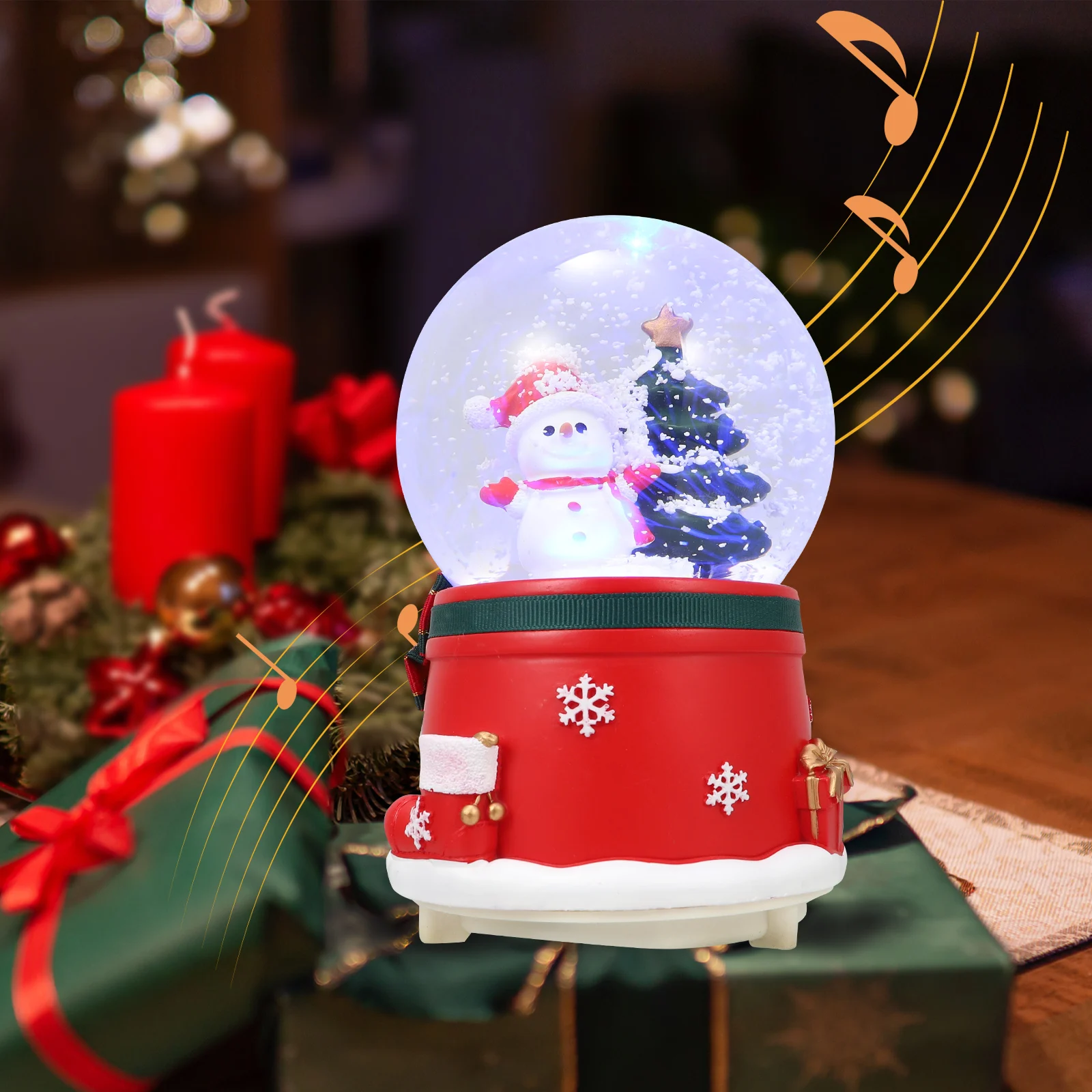 

1pc Christmas Music Box Snow Globe Rotating Lights Music Decoration Gifts Musical Boxes Crystal Ball Ornament Home Decor