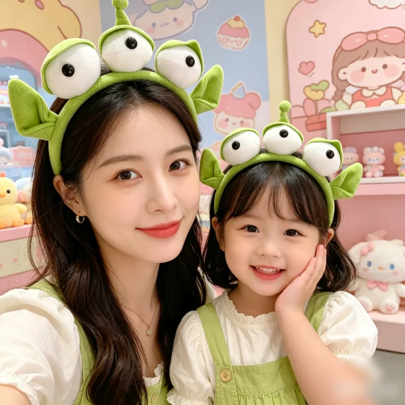 Anime peripheral three eyed plush headband cute cartoon face wash hair clip funny headband girl party personally decorated