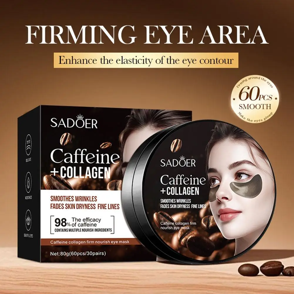 Caffeine Collagen Eye Mask Anti Dark Circles Moisturizing Eye Patches Reduce Puffiness Smooth Fine Lines Crystal Eye Mask