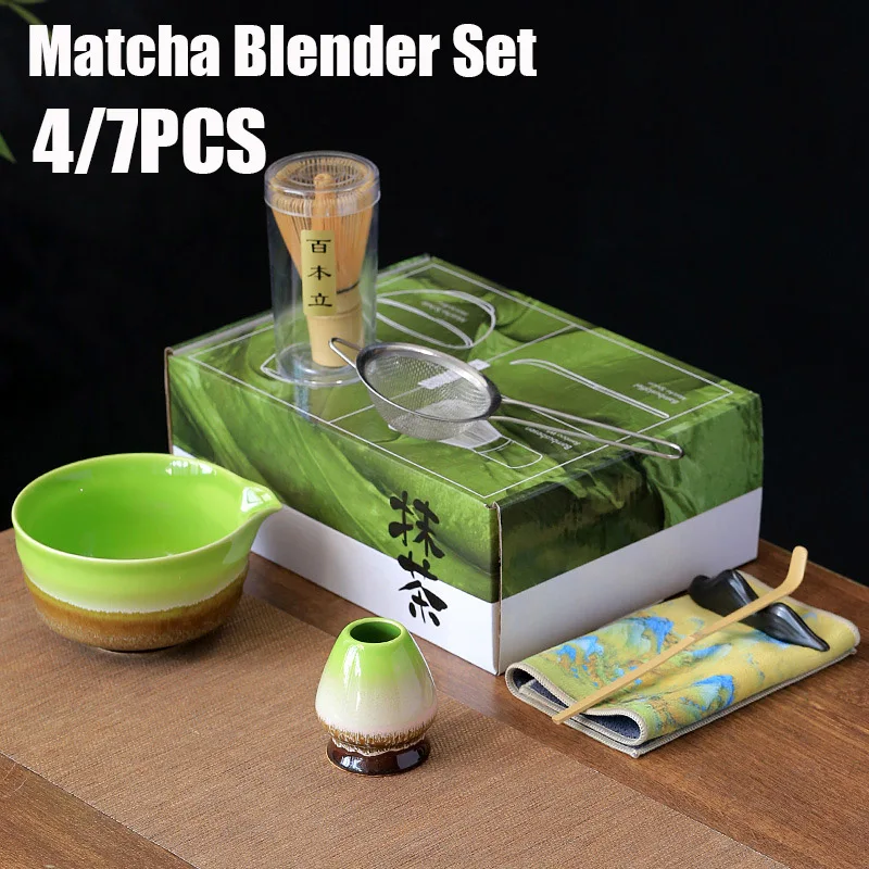 

7Pcs 4Pcs Japanese Gift Box Matcha Set Safe Bamboo Whisk Teaspoon Tea Sets Indoor Beverage Shop Tea-making Tools Accessories