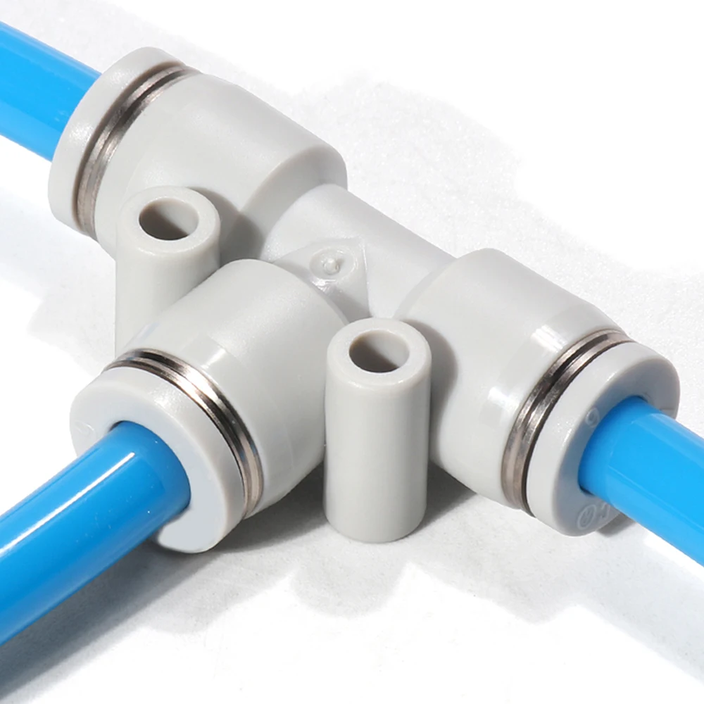 PE PEG T-type Three-Way Variable Diameter White Pneumatic Quick Connector 4 6 8 10 12 14mm Tracheal Hose Plug-in Quick Connector