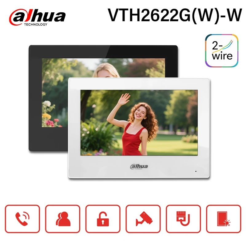 

Dahua 2-Wire IP & Wi-Fi Indoor Monitor VTH2622GW-W 7" IPC monitor For Door station VTO2202F-P VTO3222E-P Video Intercom System