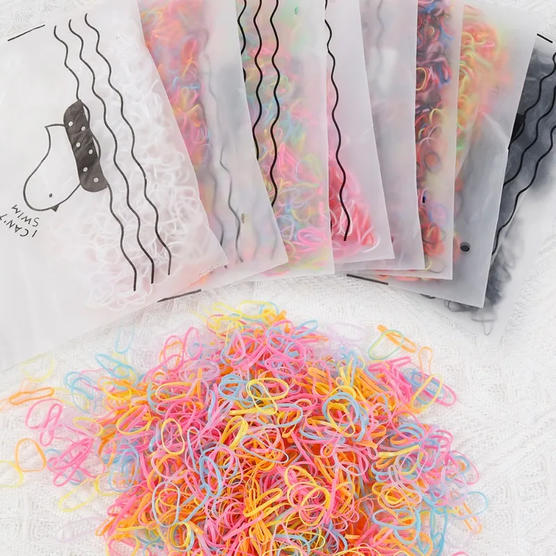 1000pcs Colourful Rubber Ring Girls Disposable Elastic Hair Bands Ponytail Holder Rubber Band Scrunchies Kids Hair Accessories