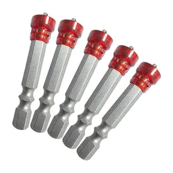 5pc Red 50mm PH2 Cross Screwdriver Head S2 Magnetic Hand Screwdriver Single Head Magnetic Coil Detachable Positioning Tool Set