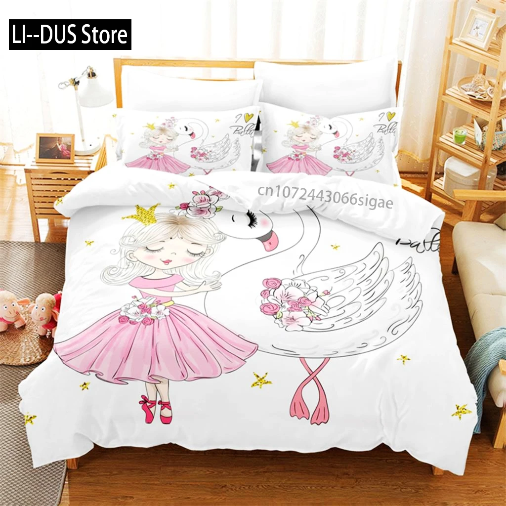 

Cartoon Girl Bedding Set Duvet Cover Set 3d Bedding Digital Printing Queen Size Bed Set Fashion Design