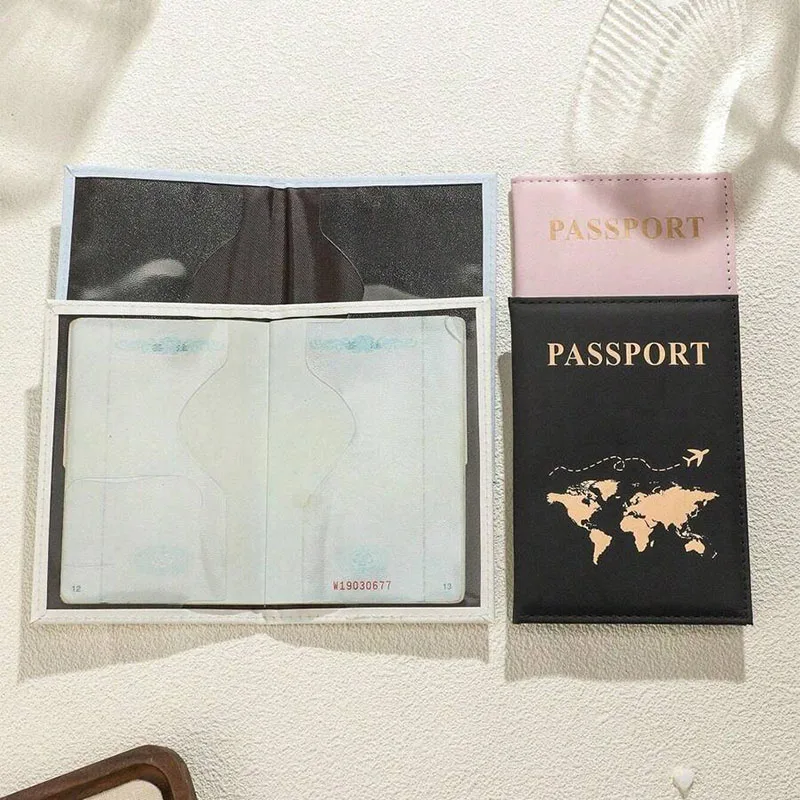 Fashion Passport Protective Cover World Pattern Travel Passport Holder Wallet Gift PU Leather Card Case Cover Unisex Storage Bag