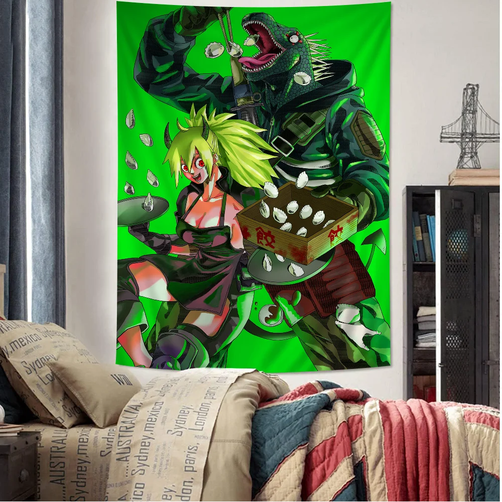 Dorohedoro Cartoon Tapestry Hippie Flower Wall Carpets Dorm Decor Art Home Decor