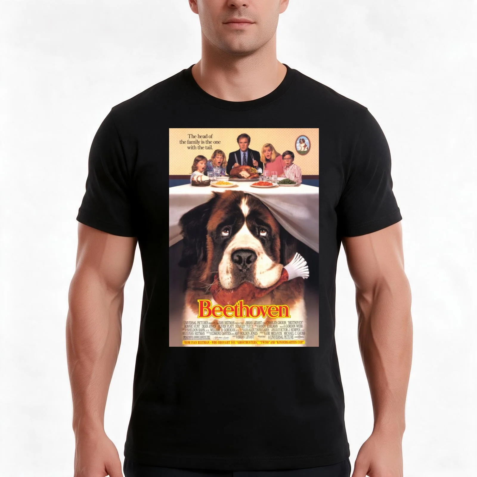 Beethoven Dog Movie T-Shirt, Summer Casual Cotton Tee, Oversized Streetwear Tops, Vintage Graphic Print, Loose Fit Short Sleeve