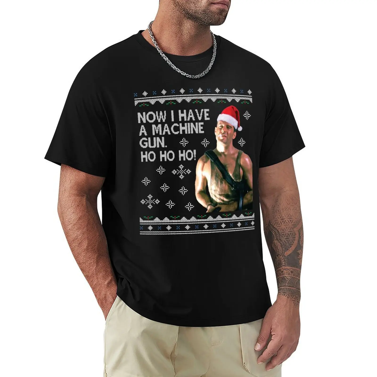 

Die Hard Ho Ho Ho Machine Gun Christmas Kint T-Shirt summer clothes valentines boutique clothes oversized t shirt mens clothing