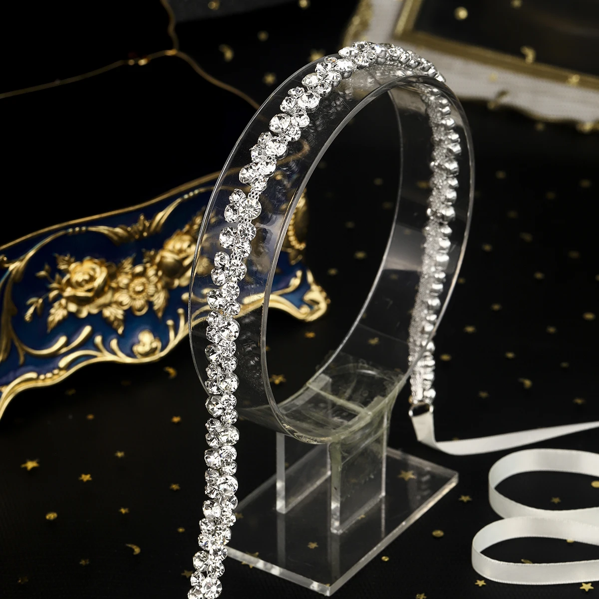 بسيطة الشظية كريستال السباغيتي حزام للنساء أزياء فستان العروس حزام الملحقات حساسة حجر الراين الخصر سلسلة وشاح #2