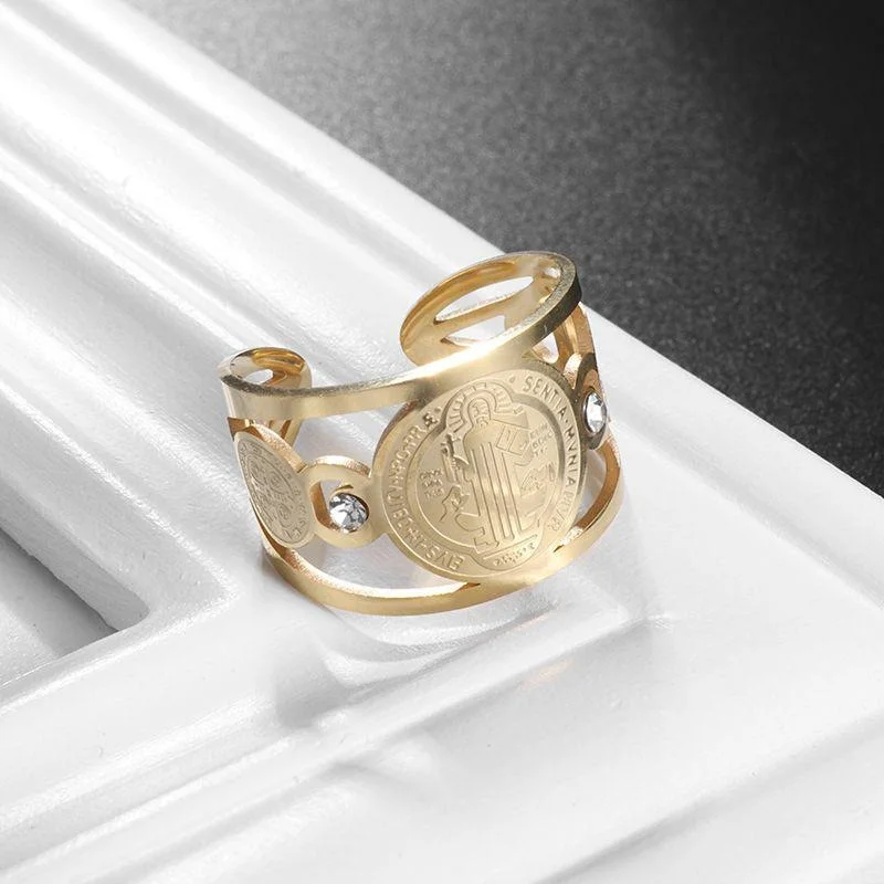 10pcs Stainless Steel Rings Signet Protection Amulet Seal of The Seven Archangels Solomon Kabbalah Chunky Stars Fashion Ring