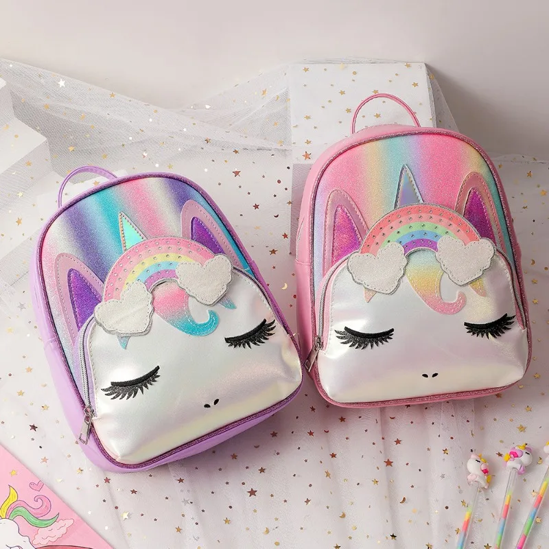 New Design Waterproof  Kids Schoolbags Girls School Backpack Preschool Kindergarten Unicorn PU Toddler BookBag Leisure backpack