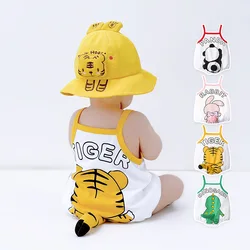 Ropa Kawaii de verano para bebé, mono infantil de dibujos animados, conejo, Panda, dinosaurio, pelele para recién nacido sin mangas, Mono para bebé