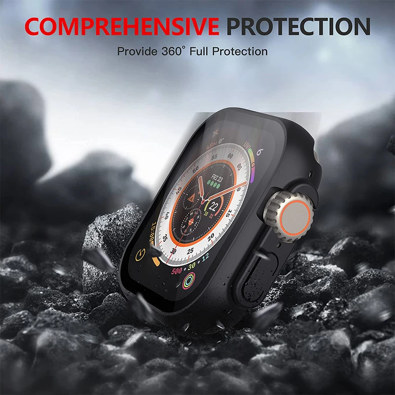 Glass+case For Apple Watch Ultra 2 case 49mm smartwatch PC Bumper+Screen Protector Tempered Cover iwatch series band Accessories view 3