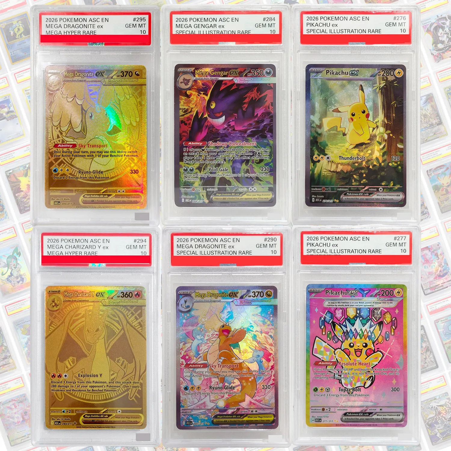 DIY English Points Rating Card ASC Ascended Heroes Dragonite Gengar Charizard Y Feraligatr Meganium Froslass Game Collection Toy
