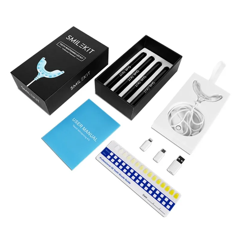 Kit de blanqueamiento dental con luz fría, 16 LED con sincronización inteligente, dispositivo de luz para blanqueamiento dental, Gel de peróxido, cuidado bucal, Android IOS, USB