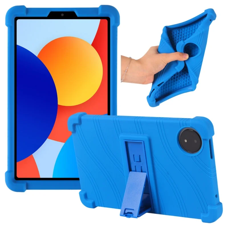 

4 Thicken Cornors Soft Silicon Cover with Kickstand For Redmi Pad SE 4G (2024) Case 8.7" Tablet PC Shockproof Protector Funda