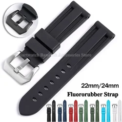 22mm 24mm FKM Fluororubber Watch Band for Panerai 111/386/441 for Seiko for Omega Waterproof Wrist Band Men Women Sport Bracelet