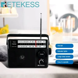 Retekess TR633 Radio FM Portable Radios AM FM Rechargeable Battery Operated Radio Search Indicator Light Large Scale Senior Home