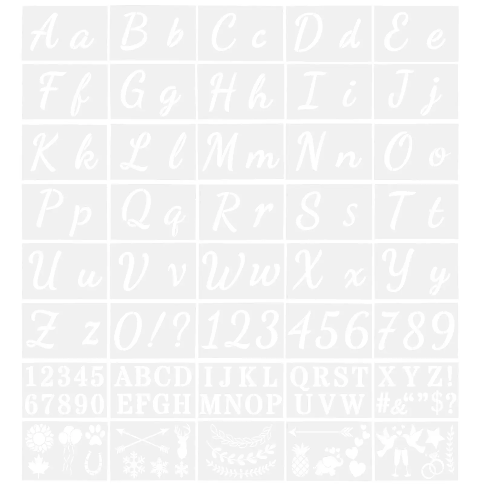 40Sheets Multi Surface Letter Stencils for Painting on Wood Fabric Tile Furniture Easy Clean Reusable Alphabet Stencil Craft