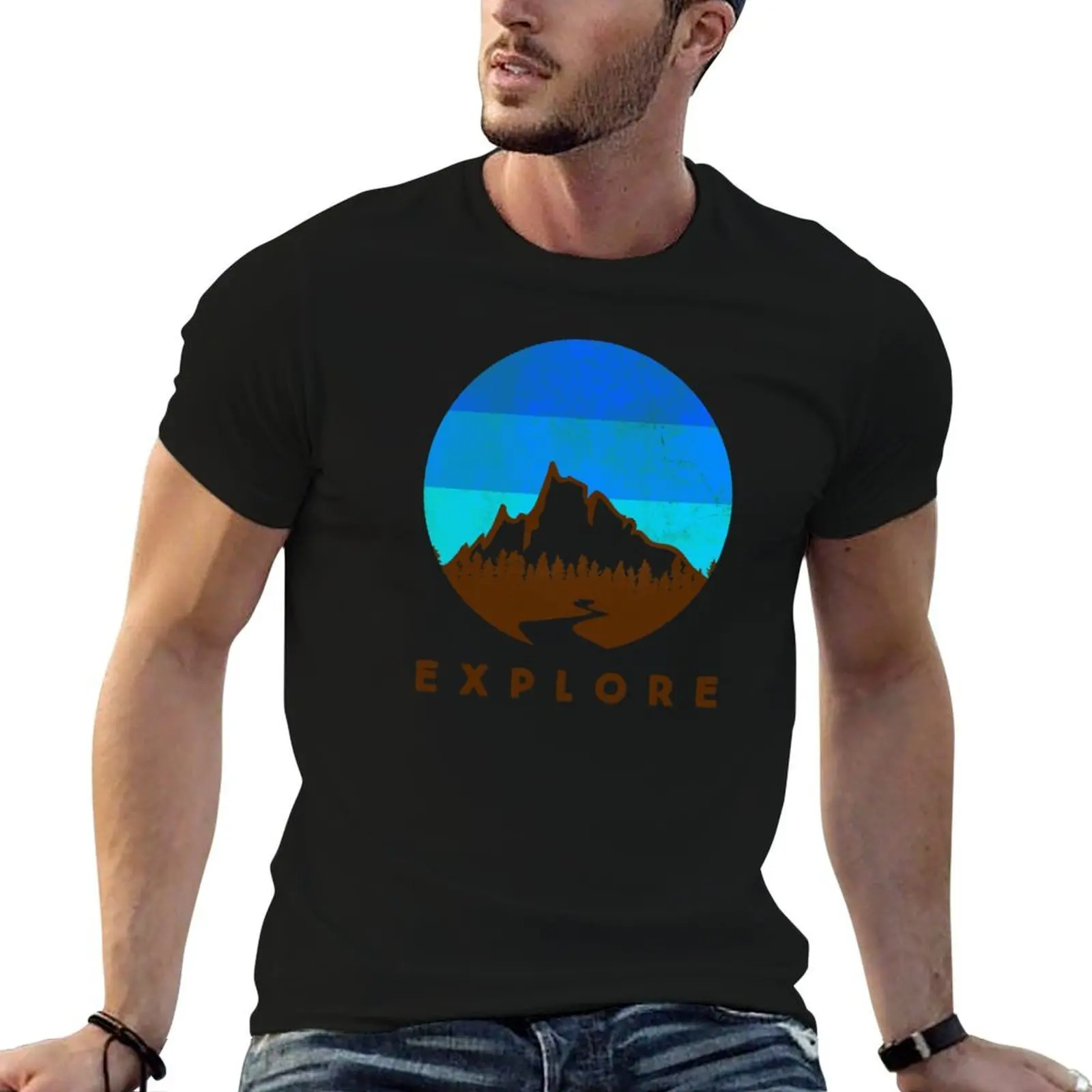 Explore the Great Outdoors - blue T-Shirt sweat summer tops mens designer clothes