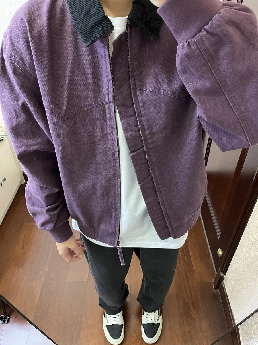 

Мужская куртка Cleanfit в американском ретро-стиле, бейсбольная, рабочая, весенне-осенняя, свободного кроя, с длинными рукавами, на молнии, верхняя одежда