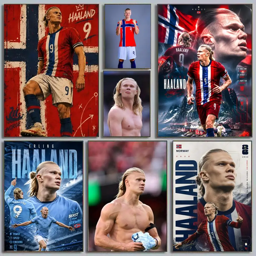Erling Haaland Goal Machine Global Sports Painting Calligraphy Eco-friendly canvas wall decor Vintage Office frameless