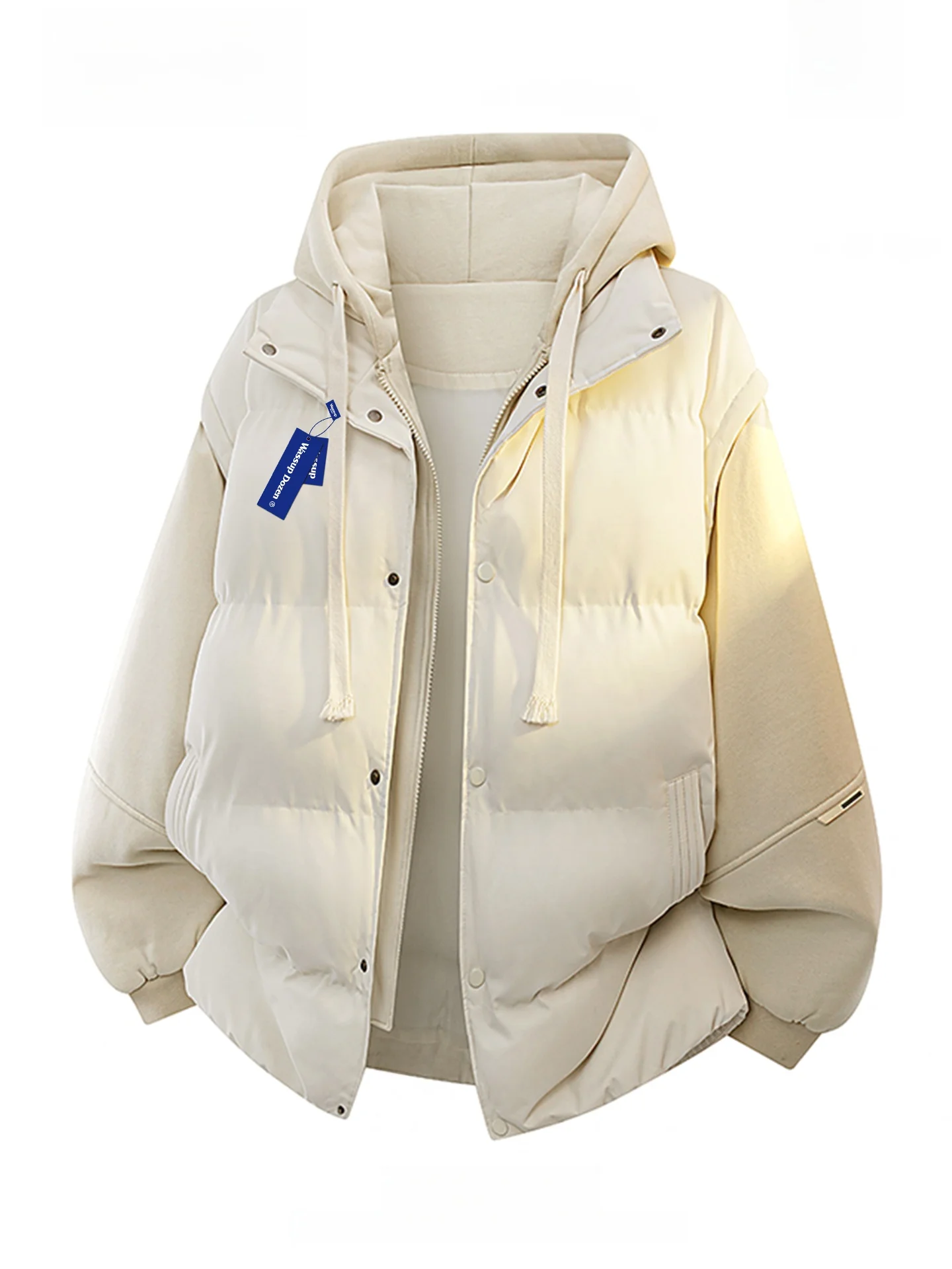 

Wassup Dozen модное хлопковое пальто с капюшоном, зимнее свободное пальто на молнии, теплое для подростков, наполнитель из полиэфирного волокна