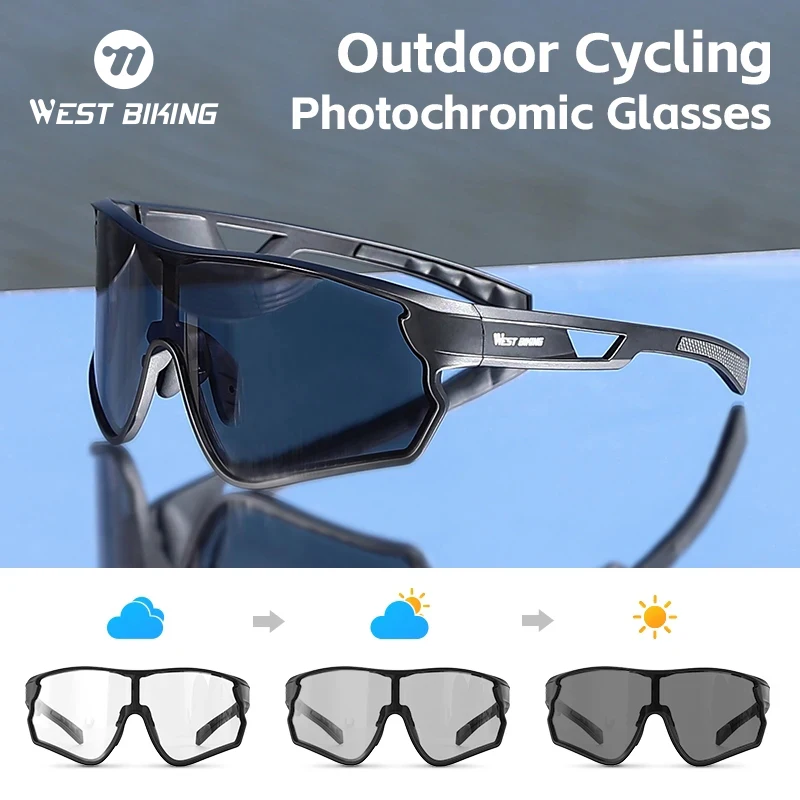 

WEST BIKING Photochromic Glasses Men Women Cycling Sunglasses MTB Road Bike Windproof Goggles Running Fishing Driving Glasses