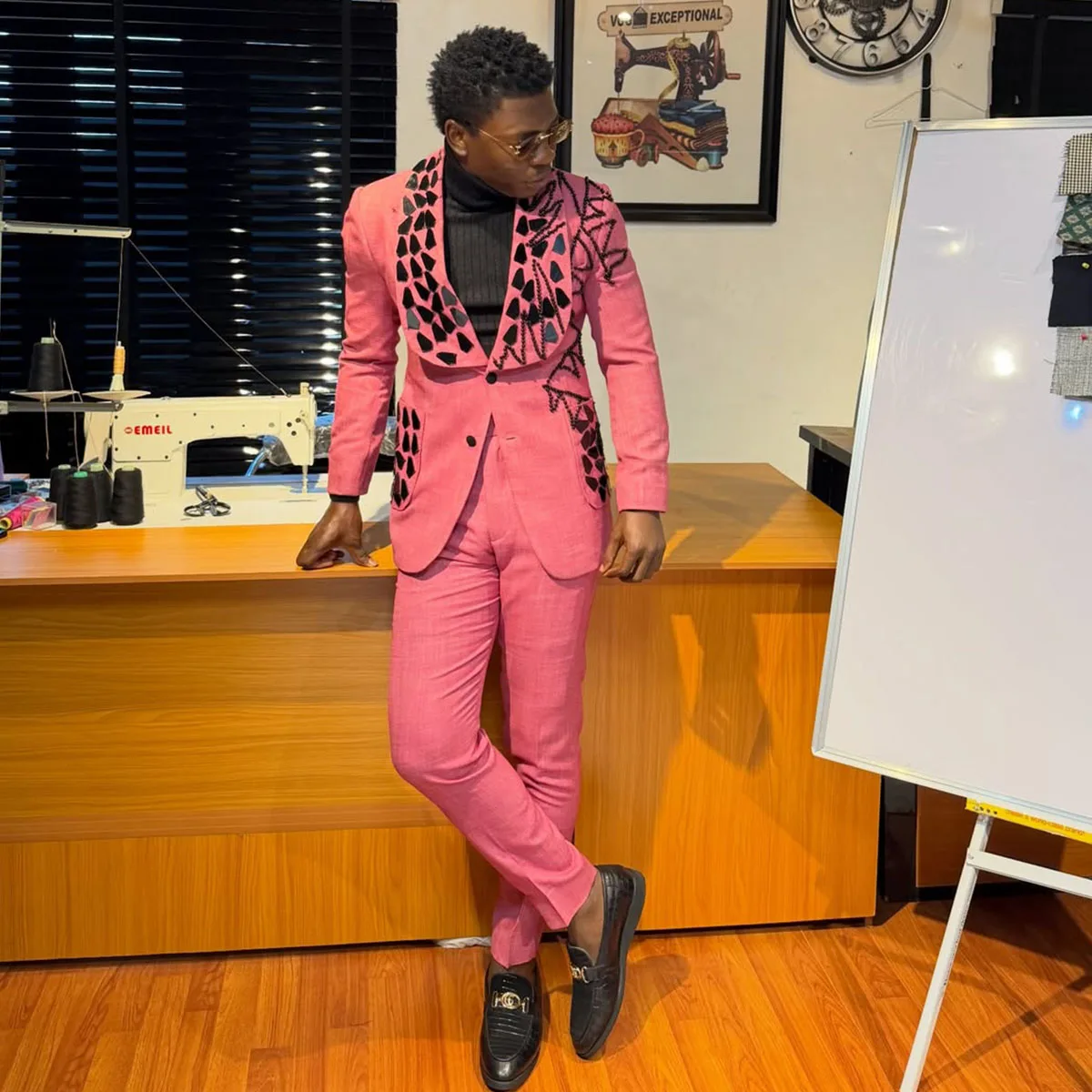 

Luxury Beaded Men Suits Shawl Lapel Wedding Groom Tuxedo 2 Pieces Sets Customized Male Prom Blazer Slim Fit para hombre